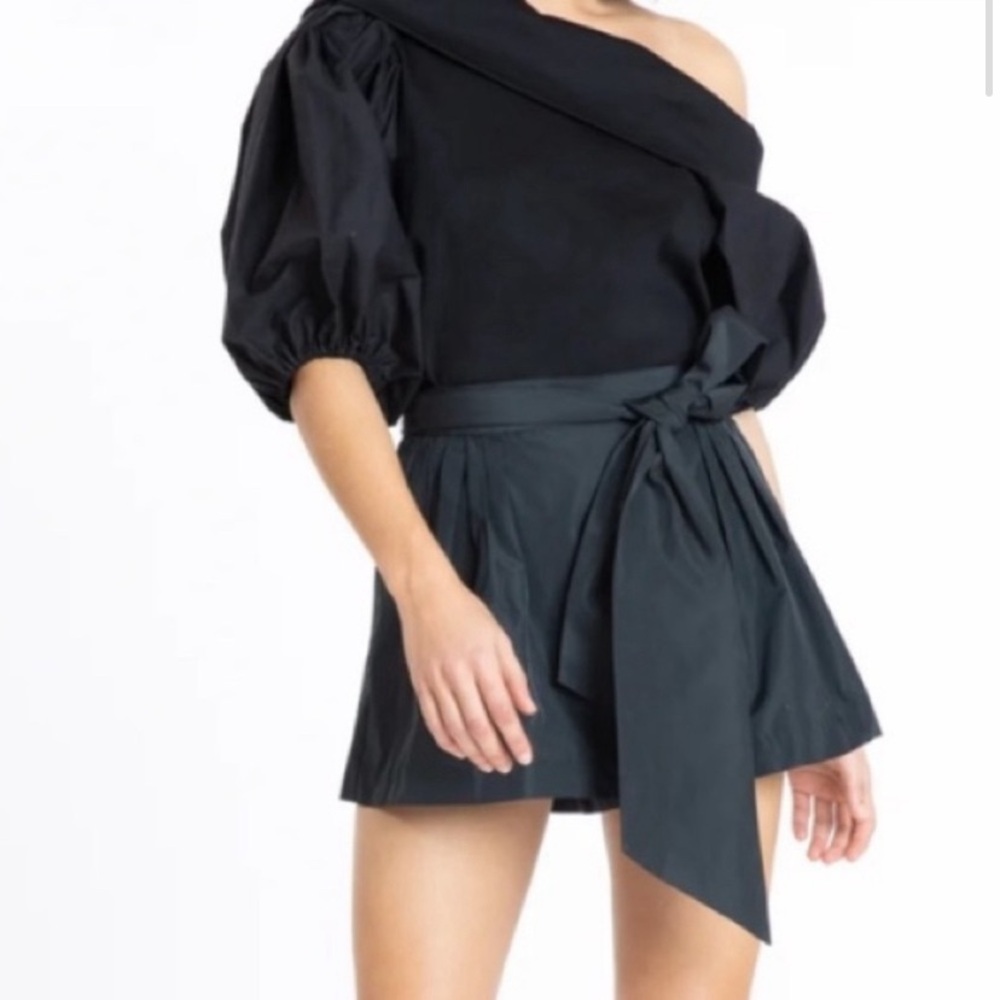 Tanya Taylor size XS Small 2 Nikiya black dress shorts bow tie high waist $375